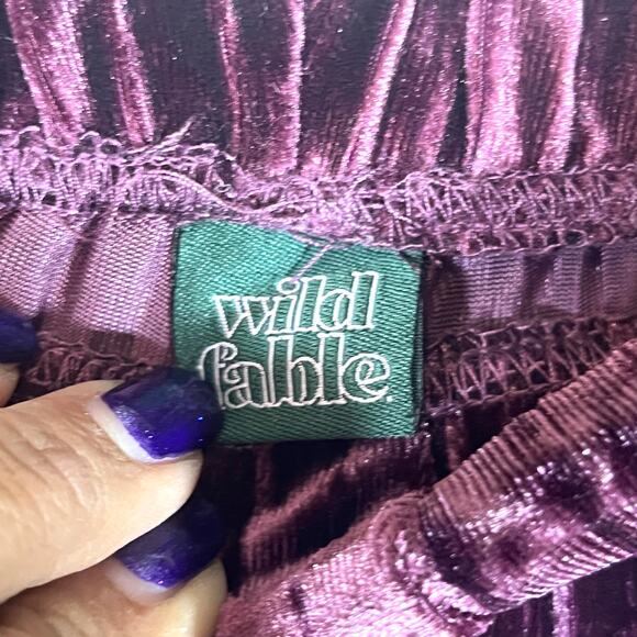 Wild Fable Velvet High Rise Ribbed Plum Flare Bell Bottom Pants Size Small - Picture 4 of 6